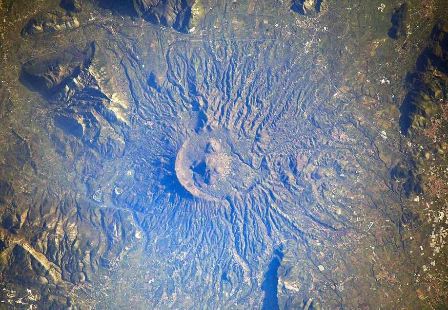 The Roccamonfina volcano seen from space.