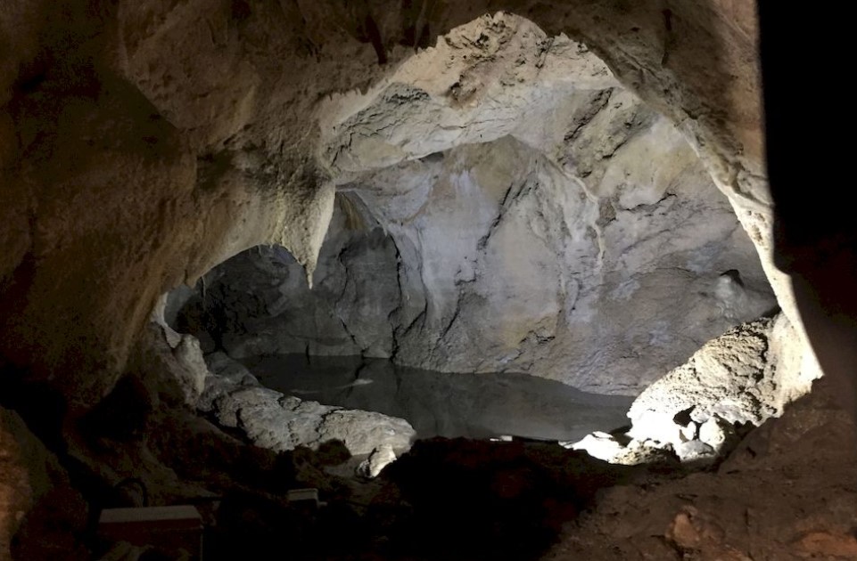 Small internal lake at Guattari Cave.