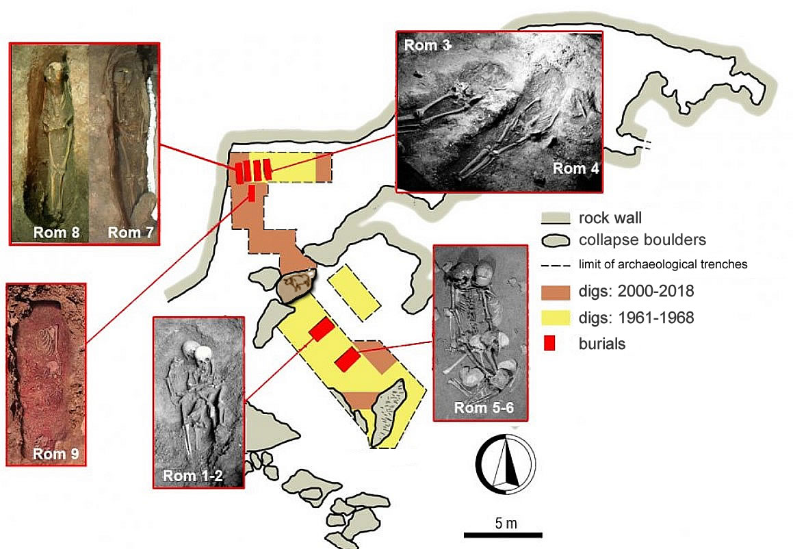 Map of the Paleolithic site of Romito