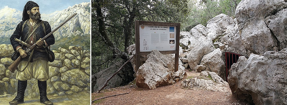 Giovanni Corbeddu Salis and the cave entrance