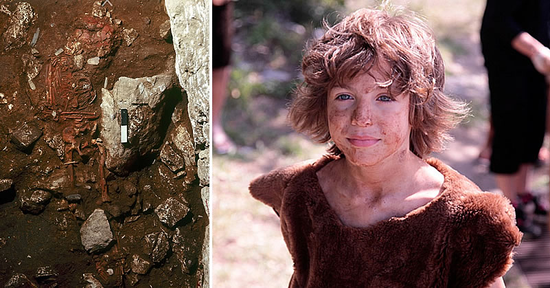 Photo of the first complete burial, relating to the child and his reconstruction of HGV Italia 
